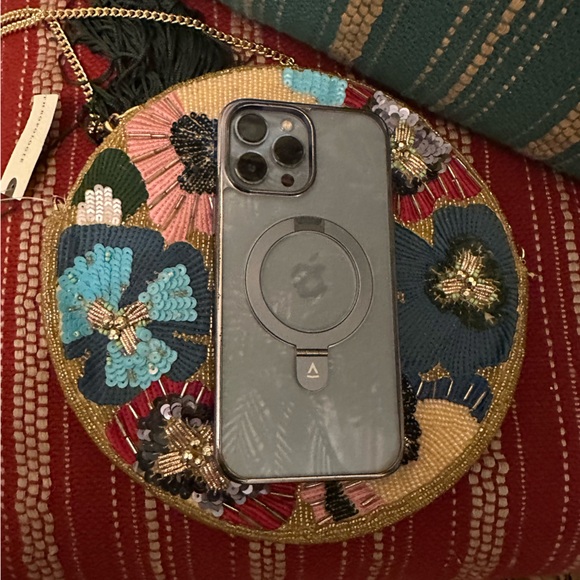 Anthropologie Round Beaded D Monogram Bag 9” - Picture 8 of 8